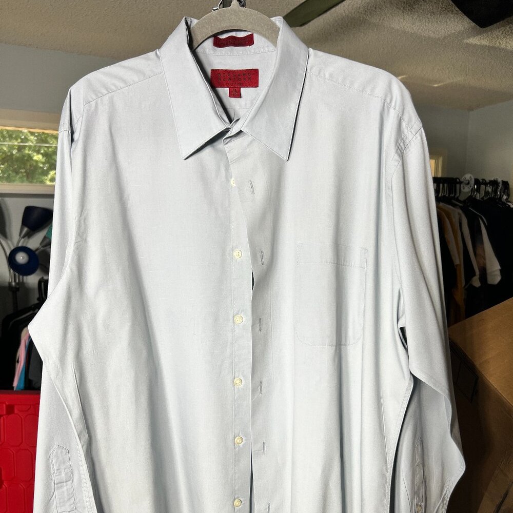 Bergamo New York Men's Blush Blue Fitted Long-Sleeve, Button-Up Shirt XL